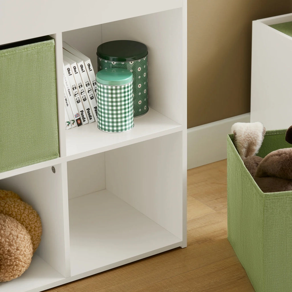 Libreria Per Bambini Scaffale Con 2 Scatole In Tessuto Organizzatore Di Giocattoli Bianco 60x34x80cm KMB79-W SoBuy