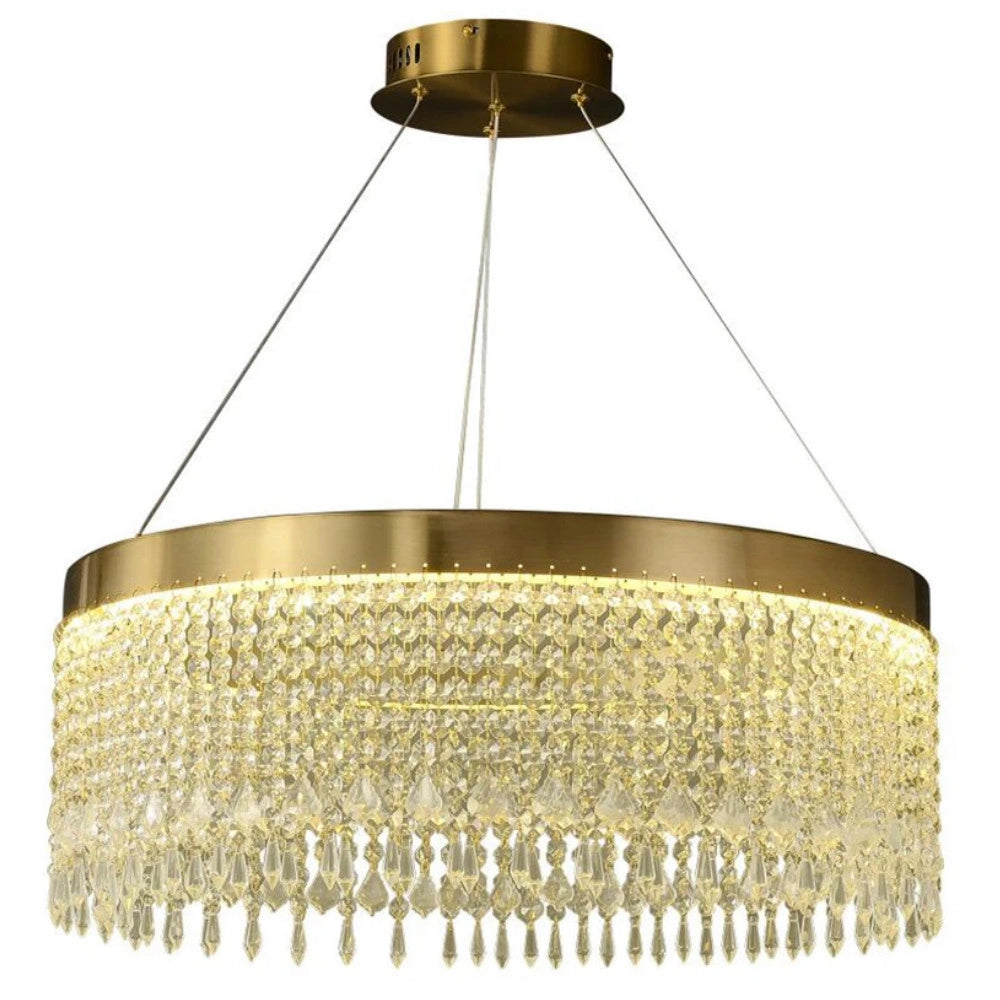 Trade Shop - Lampadario Led Sospensione Rotondo Con Cristalli In Acrilico Contemporaneo Lp-28 -