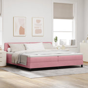 Letto a Molle con Materasso Rosa 200x200 cm Velluto