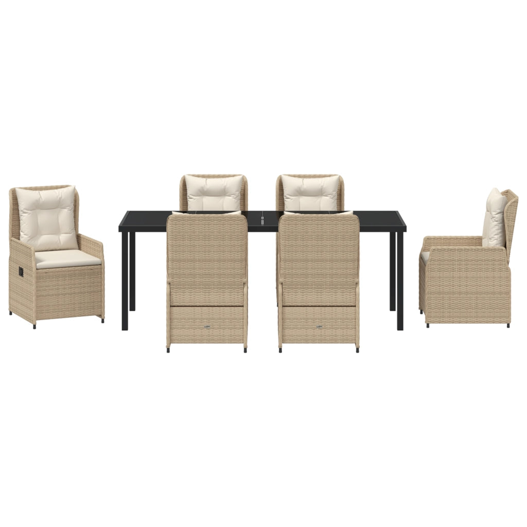 Set da pranzo da giardino beige in polyrattan  da 7 pezzi