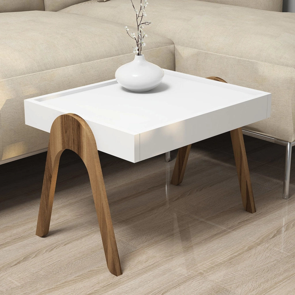Set di 3 tavolini "Roma" in legno - 53 x 40 x 64 cm - Bianco