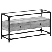 Mobile TV multimediale mensola per TV credenza per TV sala da pranzo soggiorno camera da letto con piano in vetro Sonoma legno ingegnerizzato grigio 02_0026426