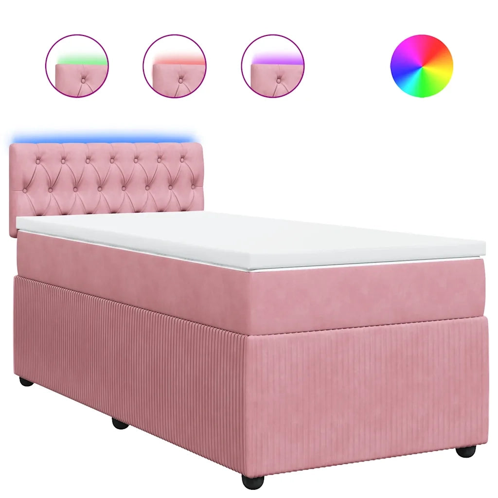 Giroletto a Molle con Materasso Rosa 90x200 cm in Velluto 3289949