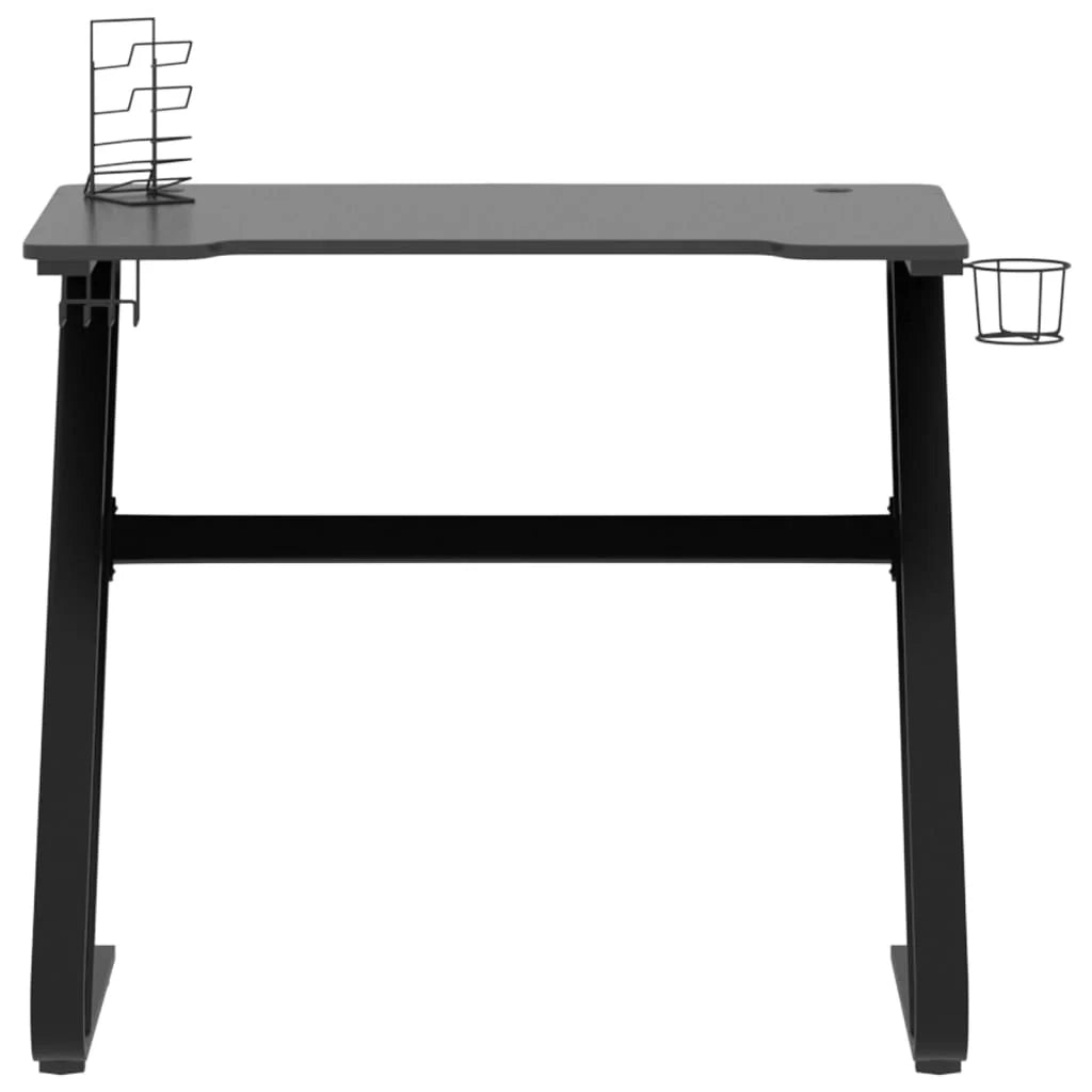 Scrivania tavolo postazione di lavoro mobile per computer studio per computer scrivania da gioco con gambe a forma di ZZ 90 x 60 x 75 cm nero 02_0023774
