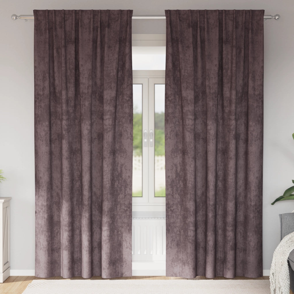 Tende in velluto 2 pcs con occhielli Marrone 245x140 cm