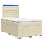 Letto Box Spring LED con Materasso Crema 120 x 200 cm Tessuto 3455575