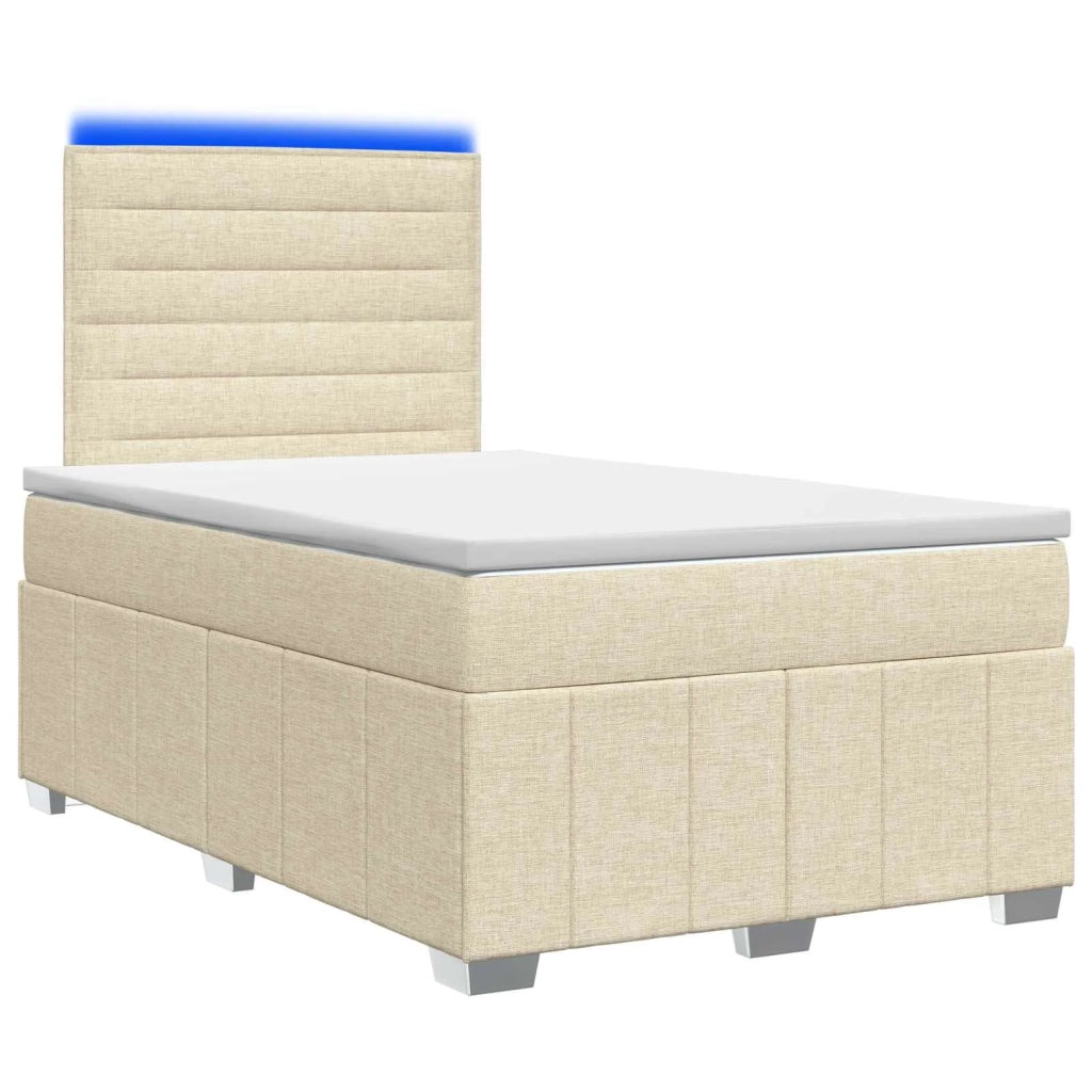 Letto Box Spring LED con Materasso Crema 120 x 200 cm Tessuto 3455575