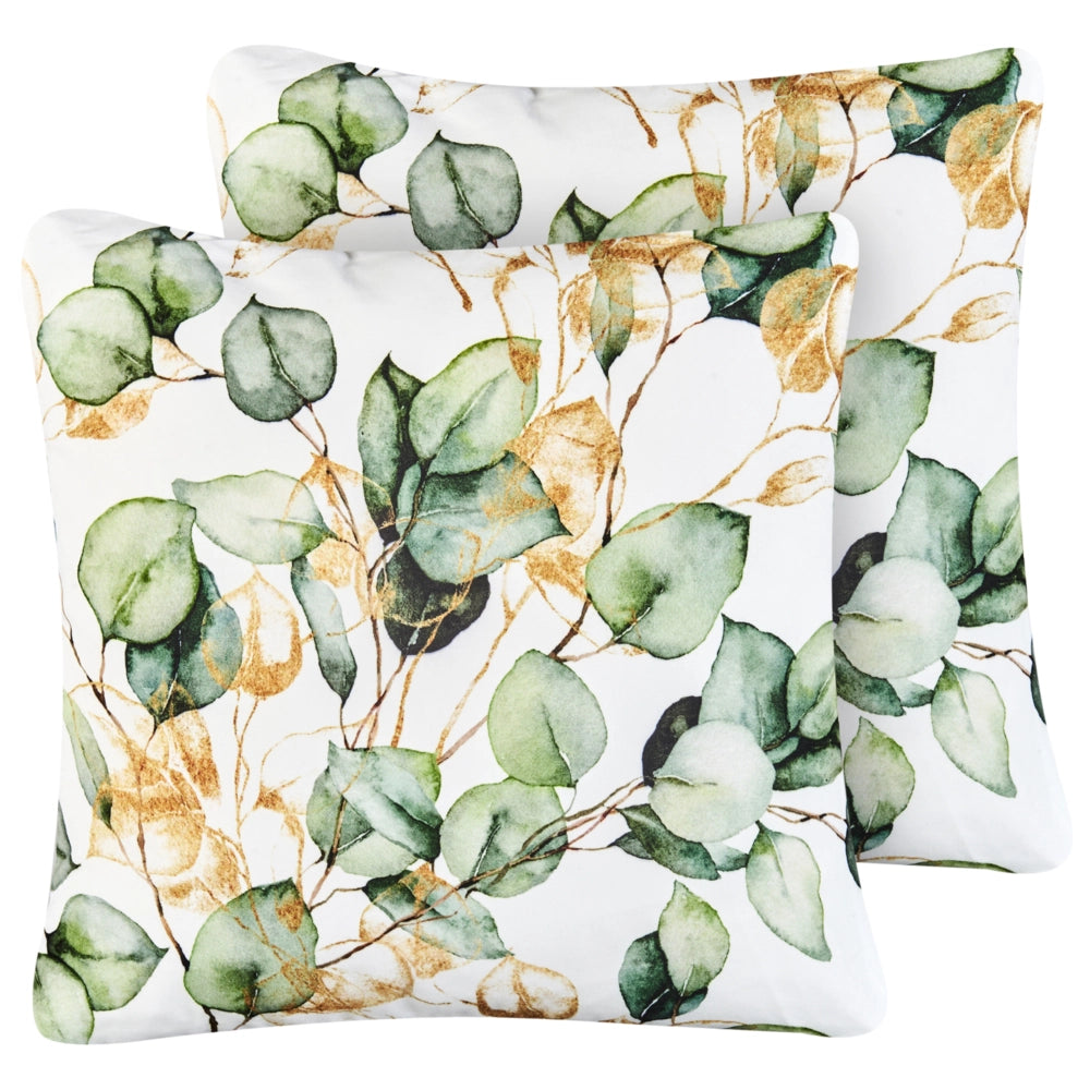 Set di 2 cuscini da esterno in poliestere multicolore 45 x 45 cm con motivo a foglie Accessorio da giardino