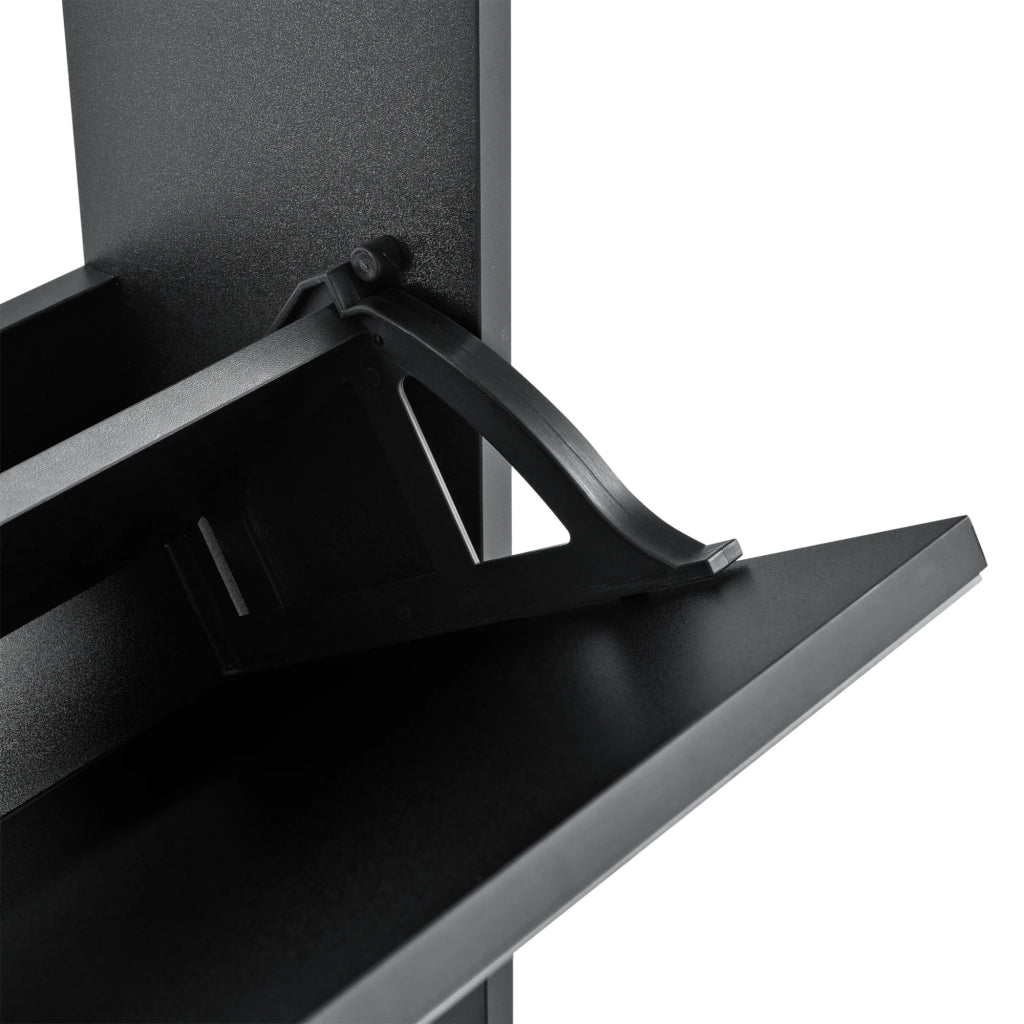 Scarpiera di design mobile contenitore con 3 scomparti capienza 9 paia di scarpe frontale a specchio pannello di particelle rivestito in melamina 102,5 x 63 x 17 cm nero 03_0005166