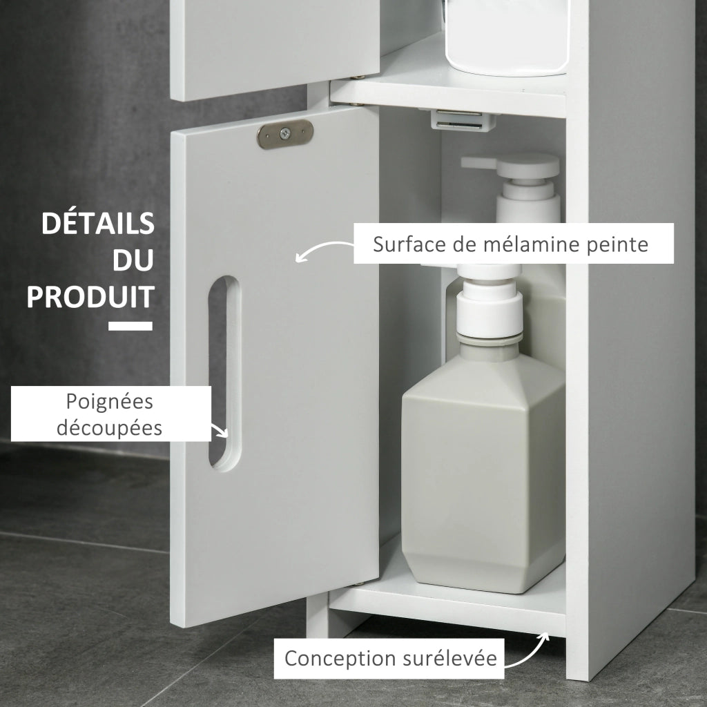 Armadio da bagno colonna alto con ripiani e ante ¨C zephmum ¨C 15x17x120 cm bianco