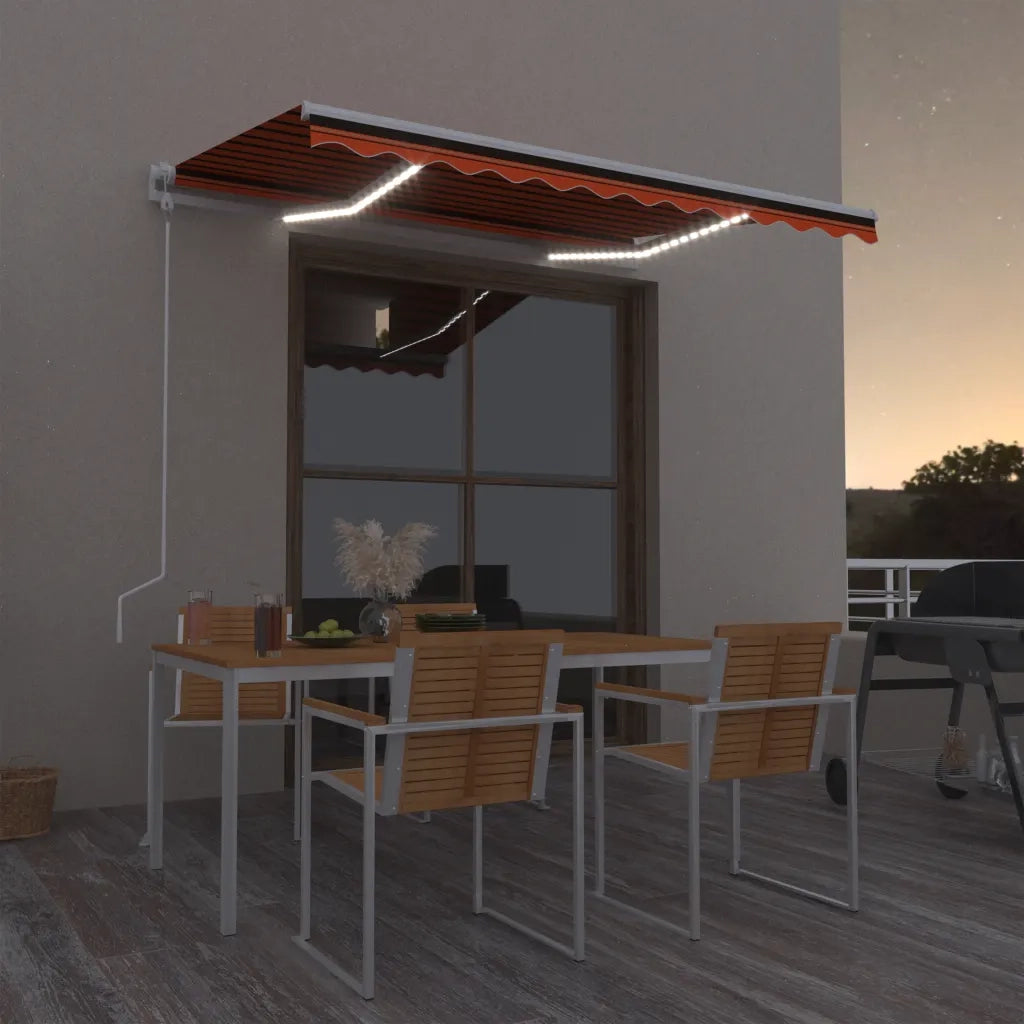 TendaAutomatica Sensore Vento e LED 350x250 cm Arancio Marronecod mxl 120558