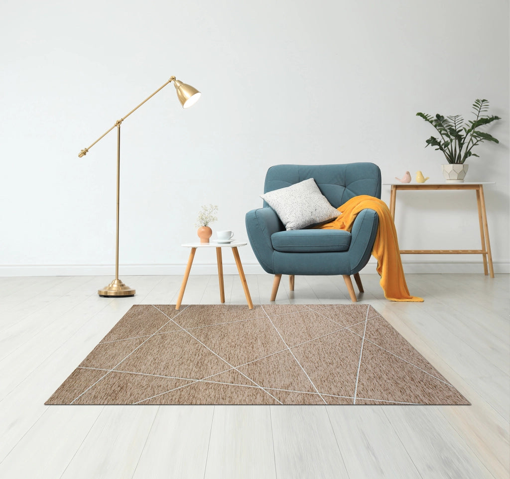 Tappeto Arredo Moderno Morbido in Ciniglia Ingresso Antiscivolo Prodotto Italiano  Soggiorno Camera Salotto Disegni Piazzati Cotone Varie Misure Grande Quarzo/Fango - 65x300 cm