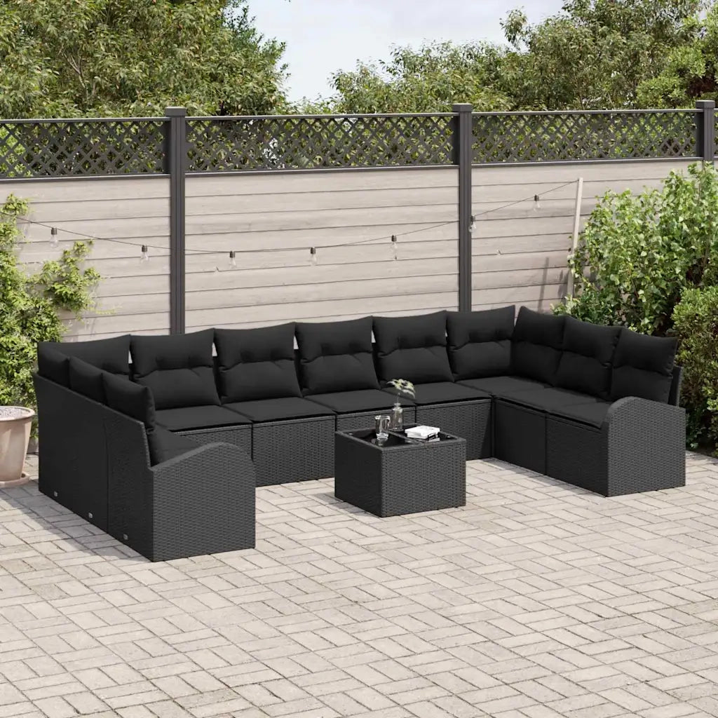 Set di divani con cuscino 11 pcs Nero Polyrattan 3346233