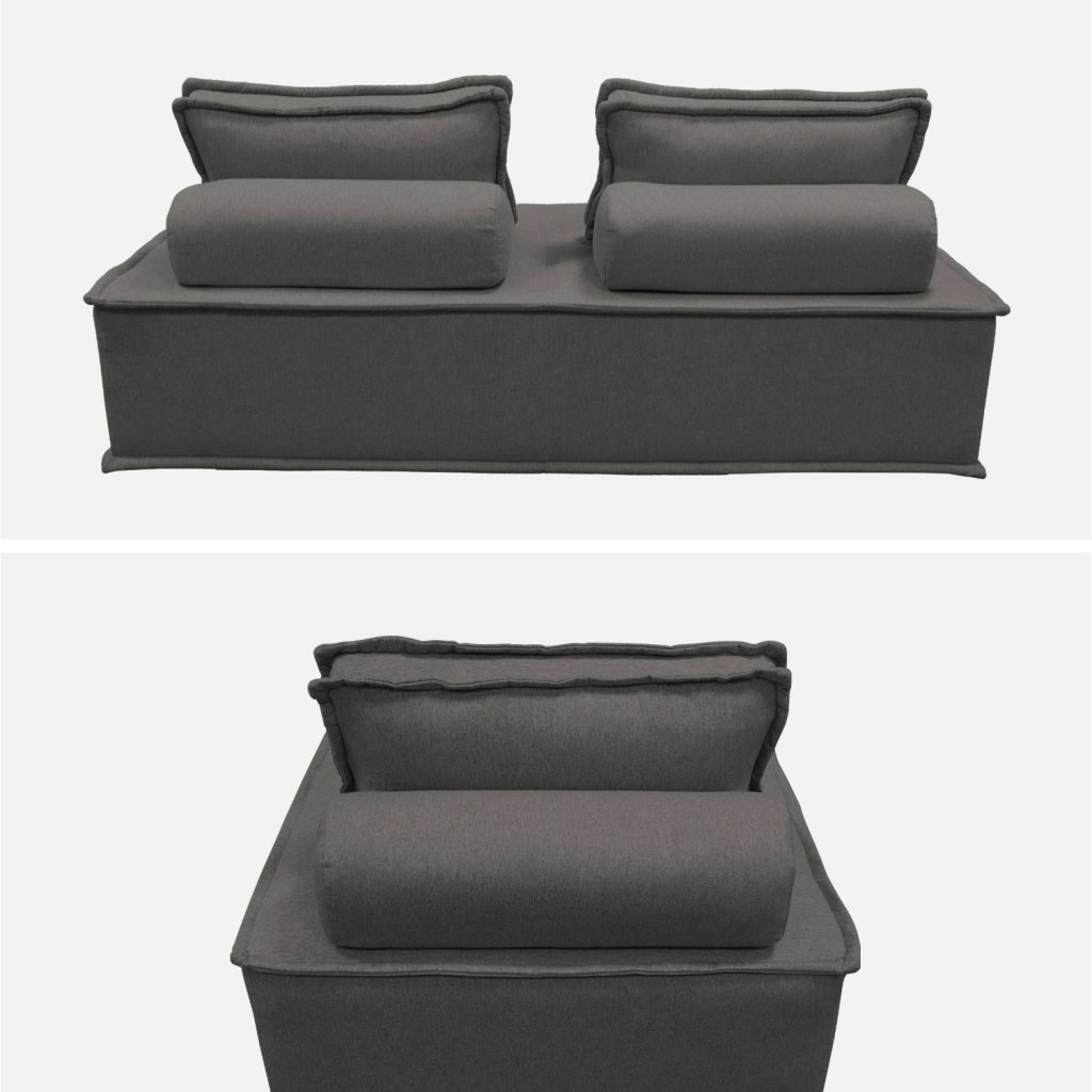 Divano modulare, 3 posti, grigio scuro