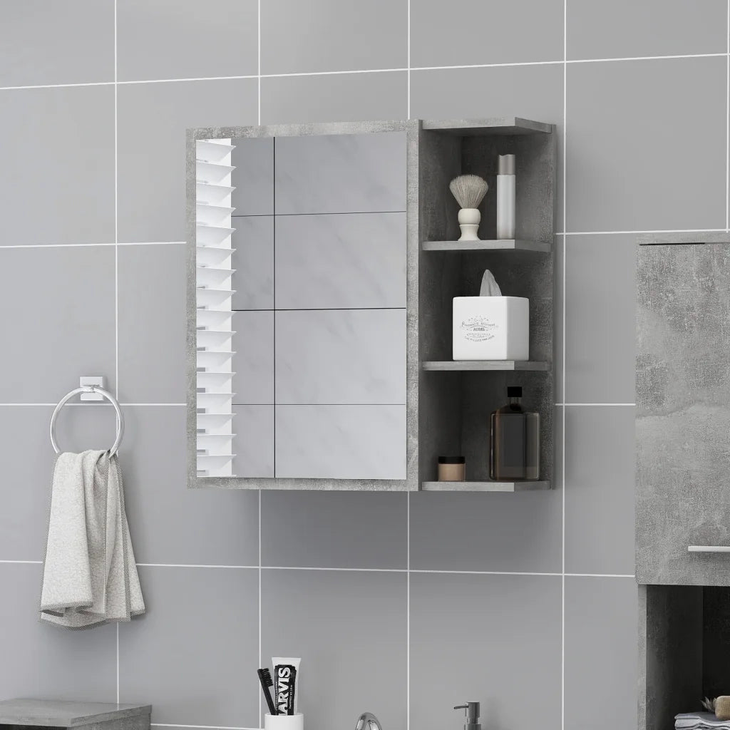 Mobile Bagno | Armadio da bagno Specchio Grigio Cemento 62,5x20,5x64cm Multistrato