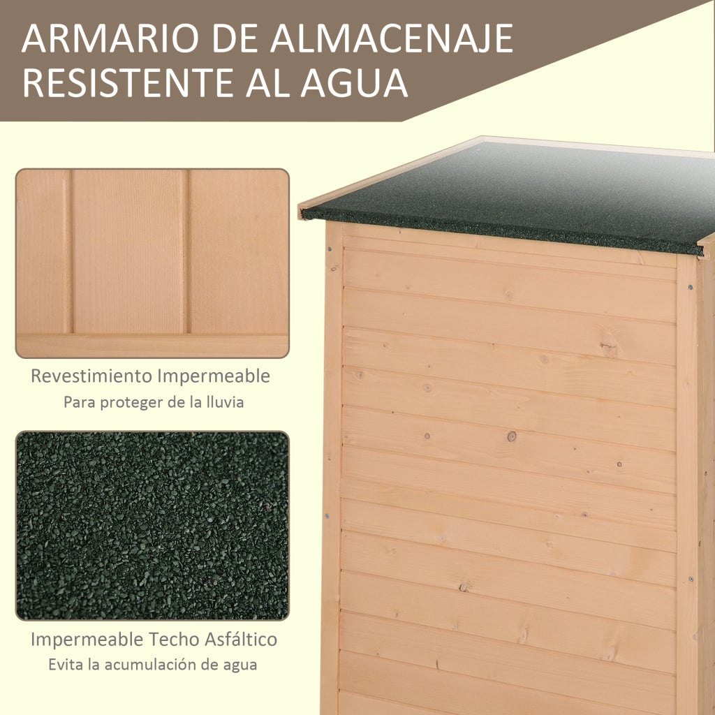 Armadio da giardino in legno per esterno con 2 ripiani ¨C zephmum ¨C 75x56x115cm