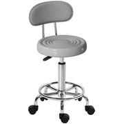 SGABELLO Girevole Regolabile con Schienale e Ruote 45x36x20 cm Grigio in Poliestere