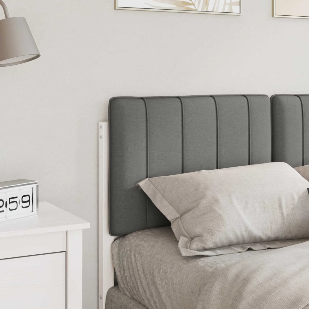 Testiera | Testata imbottita Bianco e grigio chiaro 120 cm Pino massello