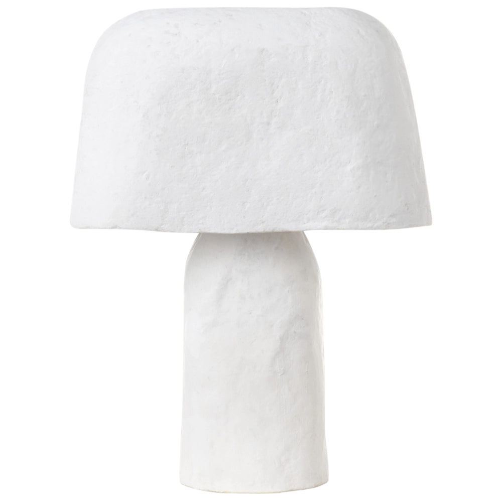Lampada da tavolo in argilla di carta pesta bianca fatta a mano lampada da comodino