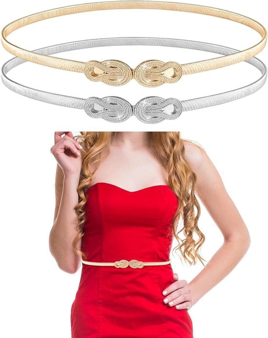 Riem Skinny Metallico per Donne con Strass Bling per Abito e Jeans