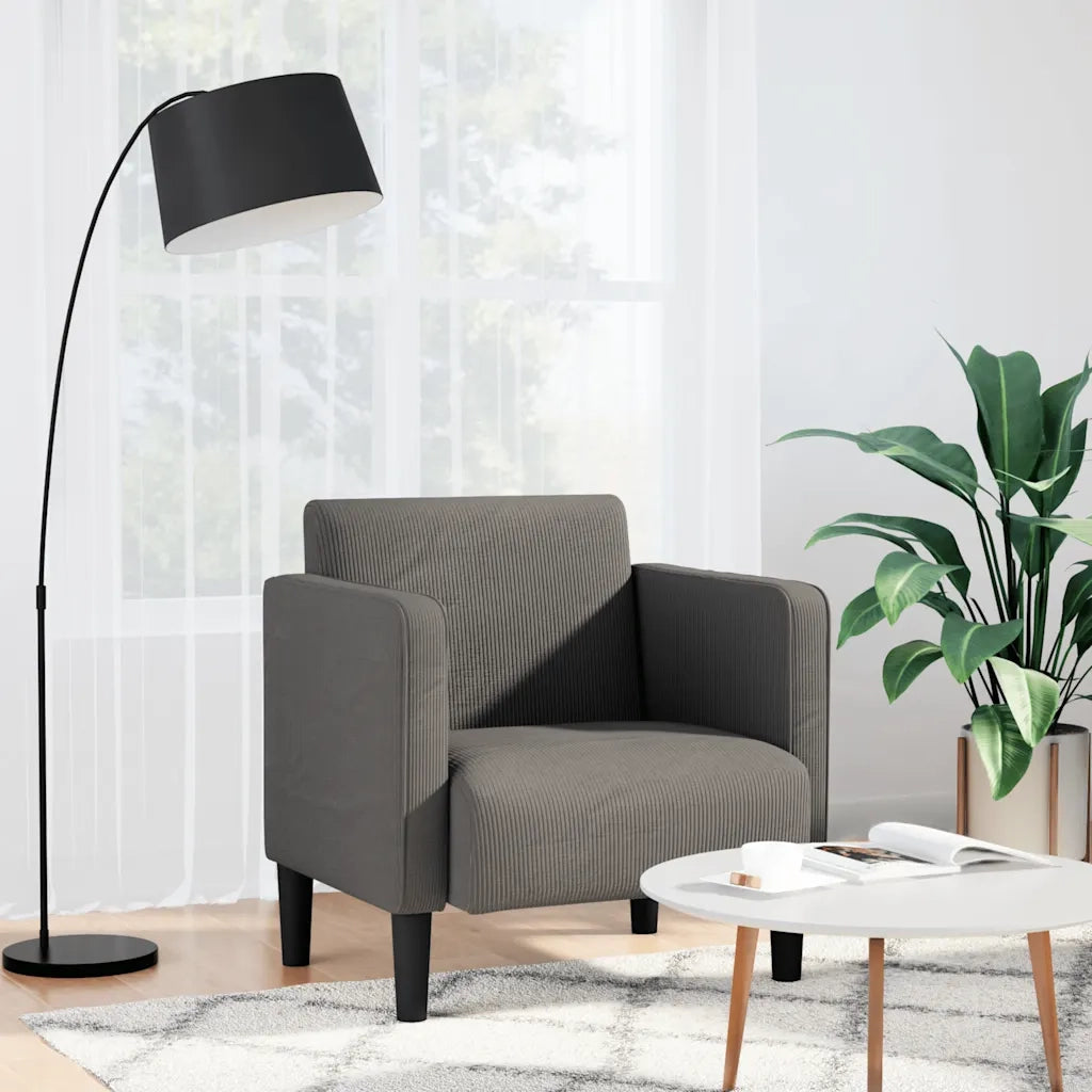 Divano Poltrona | Sedia con Braccioli Grigio Chiaro 54 cm Tessuto a Coste