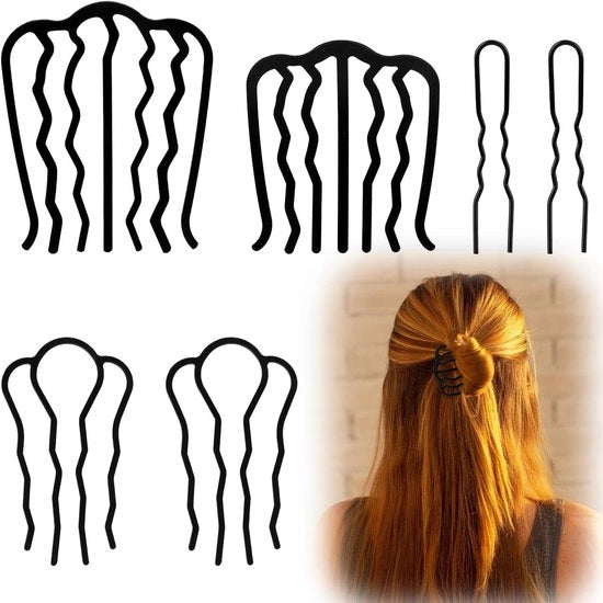 Set di 6 spazzole in acciaio nero per arricciare i capelli - Spazzola per capelli in 3 stili - Spazzola per capelli elegante per donne - Accessori per capelli in stile capsello