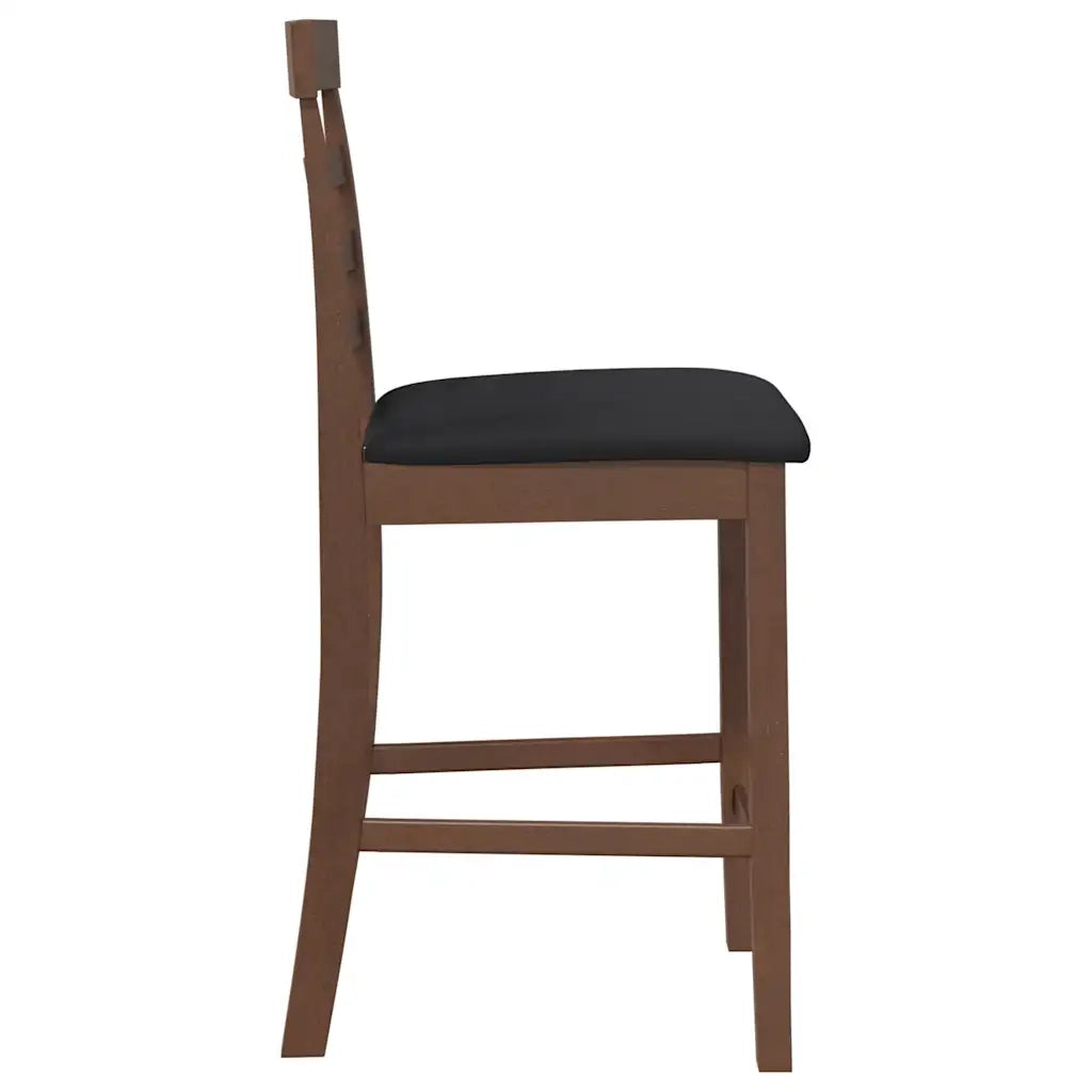 Sgabelli da Bar con Cuscini 2pz Marrone Legno Massello di Hevea 4102538