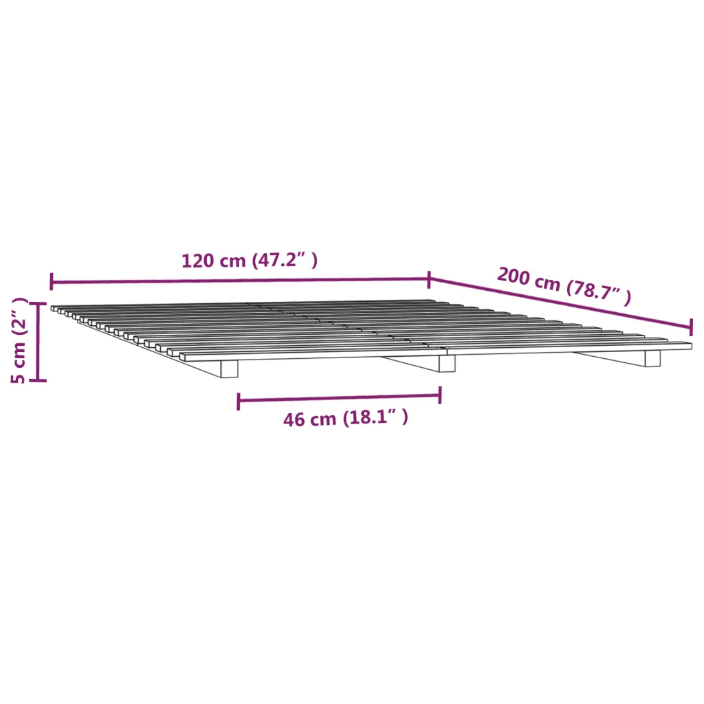 Giroletto senza Materasso-Struttura Letto Bianco 120x200 cm Legno Massello Pino 370769