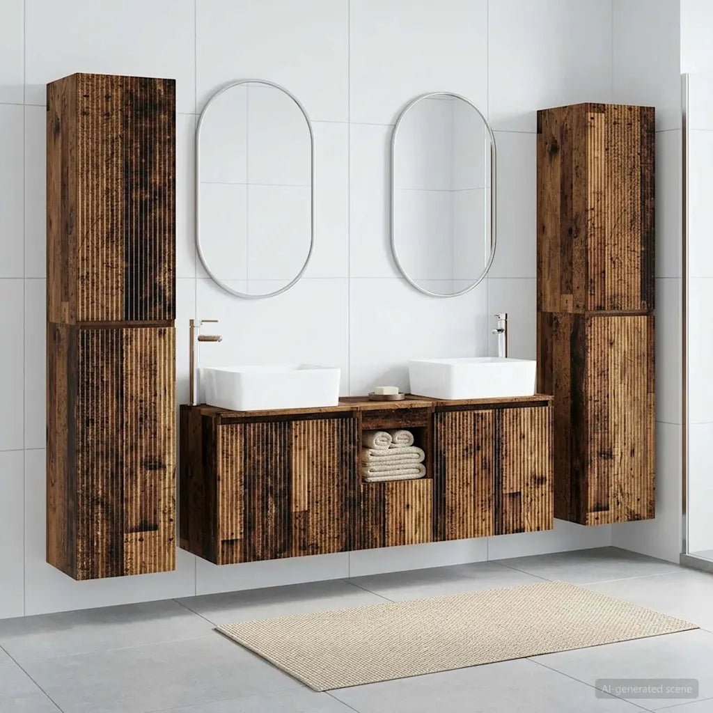 Set di mobili per il bagno 5 pz Legno antico 33 x 34,5 x 160 cm 3406041