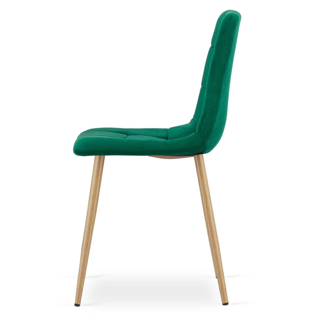 Set di 2 sedie Kara in velluto verde scuro con gambe effetto legno