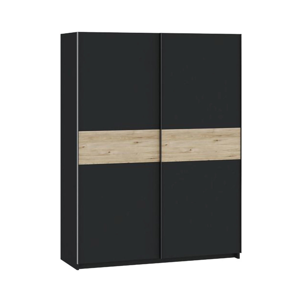 Armadio Camera da Letto Manita, Guardaroba 2 Ante 2 Ripiani, 150x204h cm Nero Antracite