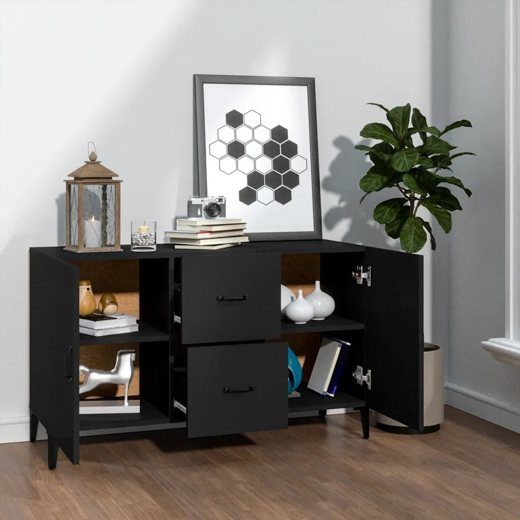 Credenza | Madia | Buffet da pranzo | Armadio da pranzo Nera 100x36x60 cm in Legno Multistrato