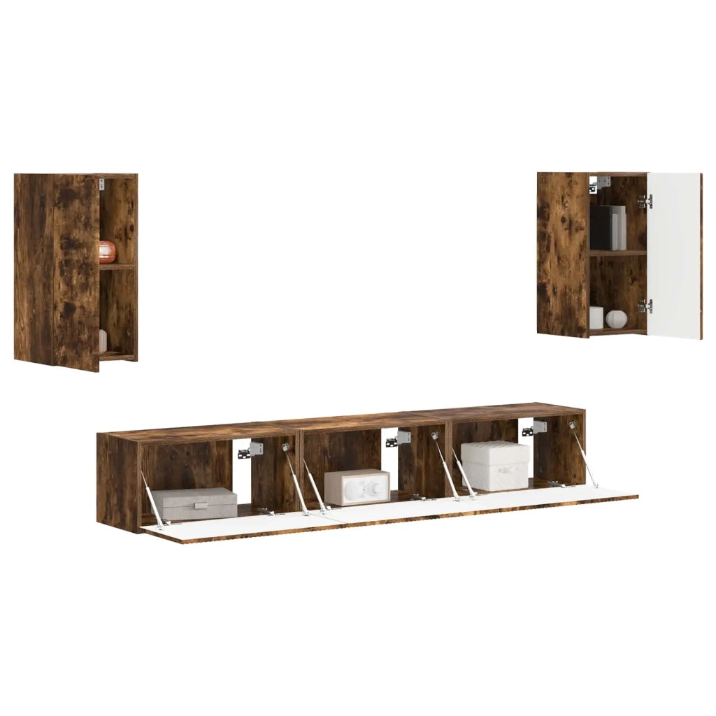 Set mobile TV 5 pcs Rovere fumé Legno multistrato