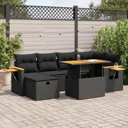 vidaXL Set Divani da Giardino con Cuscini 8 pz Nero in Polyrattan