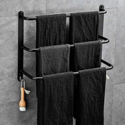 Sostegno per asciugamano senza foratura - acciaio inossidabile - adatto per bagno, cucina e toilette - nero