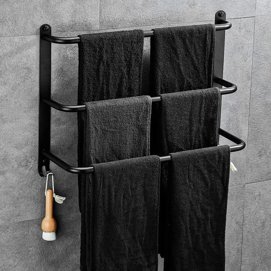 Sostegno per asciugamano senza foratura - acciaio inossidabile - adatto per bagno, cucina e toilette - nero