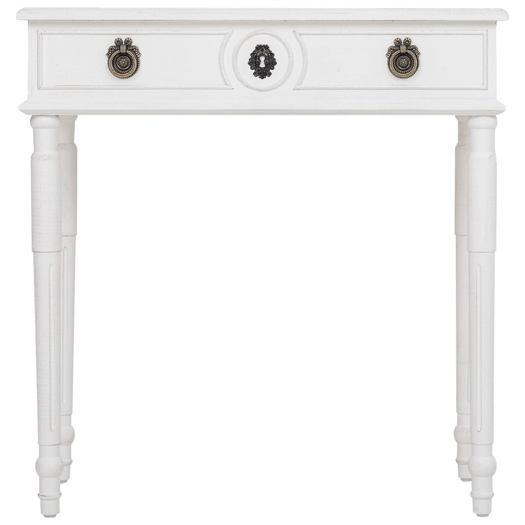 Tavolino da ingresso in legno bianco 71x36,5x74h cm