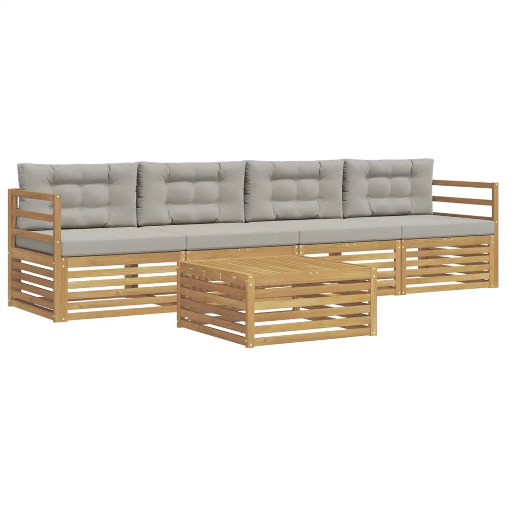 Set di divani da esterno 5 pz Bianco e Grigio Chiaro 3389986