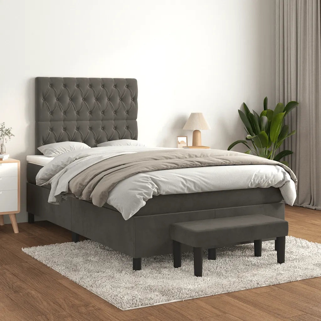 Giroletto a Molle con Materasso Grigio Scuro 120x190 cm Velluto 3270488
