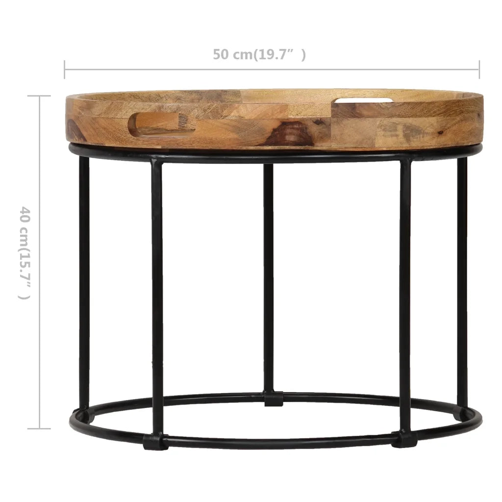 Tavolino da Salotto Legno Massello di Mango e Acciaio 50x40 cm 246672