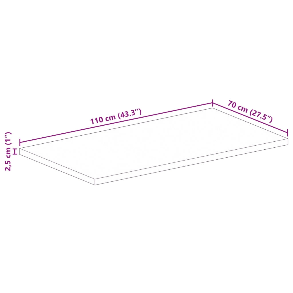 Piano per Tavolo 110x70x2,5 cm Rettangolare Legno Mango Grezzo 371347