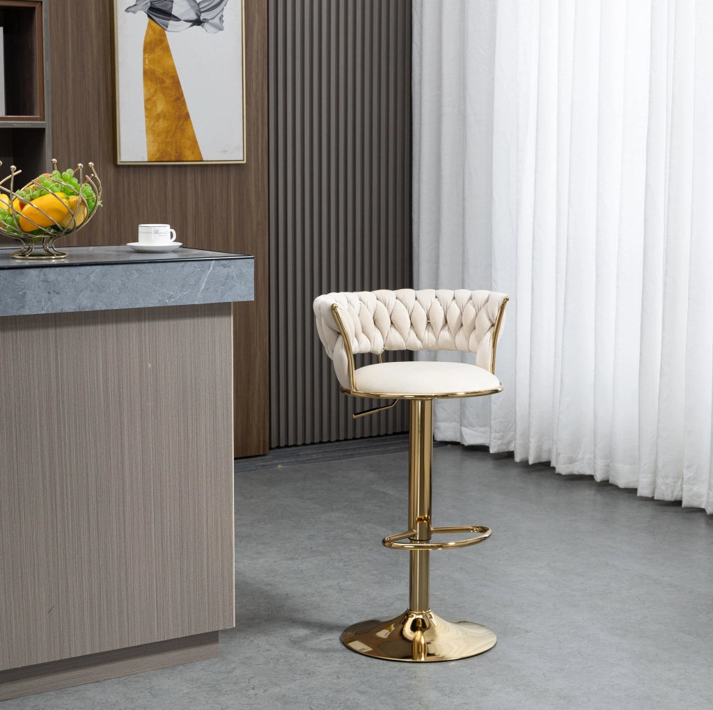 Set 2 sgabelli da bar in velluto, girevoli e regolabili