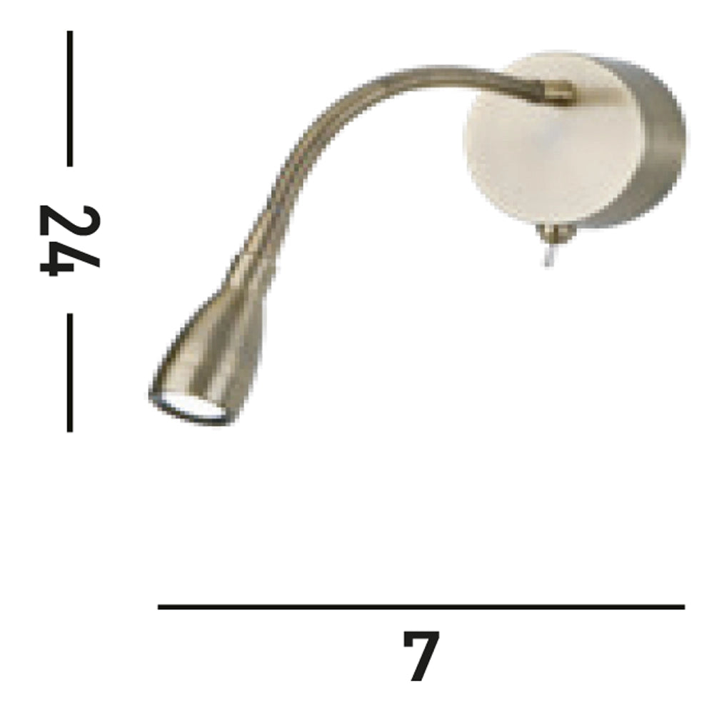 Applique Contemporanea Flexy Acciaio Adjustable Vetro Led 0,8W 6500K