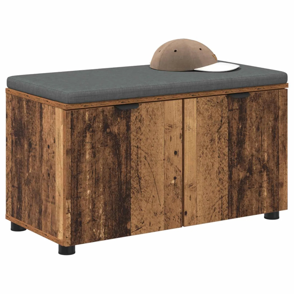 Panca per ingresso con cuscino Legno vecchio 80 x 38 x 46 cm