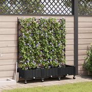 Vaso da giardino con grigliato e ruote 3 pz Nero PP 3423072