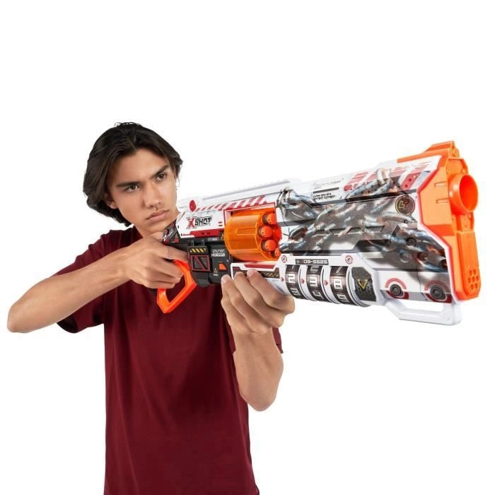 Blaster bloccabile - ZURU - XSHOT Skins Lock Gun - Blaster con combinazione di bloccaggio e canna rotante con 8 dardi
