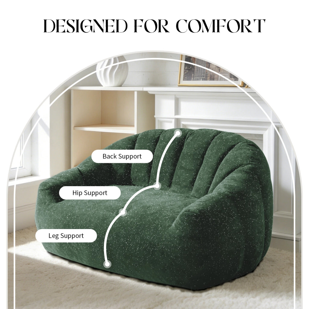 Fauteuil pouf ergonomico in flanella con seduta ampia e design a zampa d'orso per soggiorno camera e lounge verde