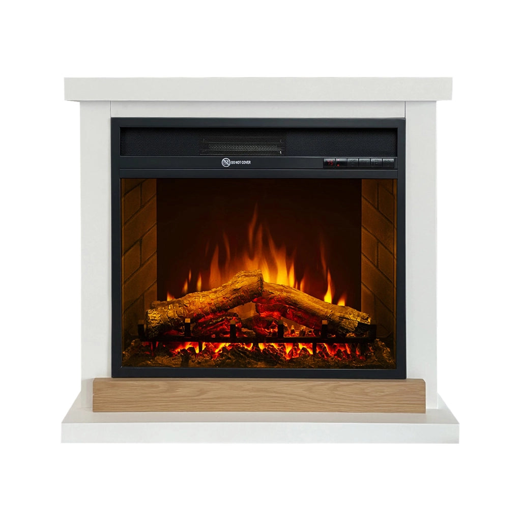 Caminetto Stia, Camino Elettrico Superficie Riscaldabile 30 m2, 75x28x70h cm Bianco
