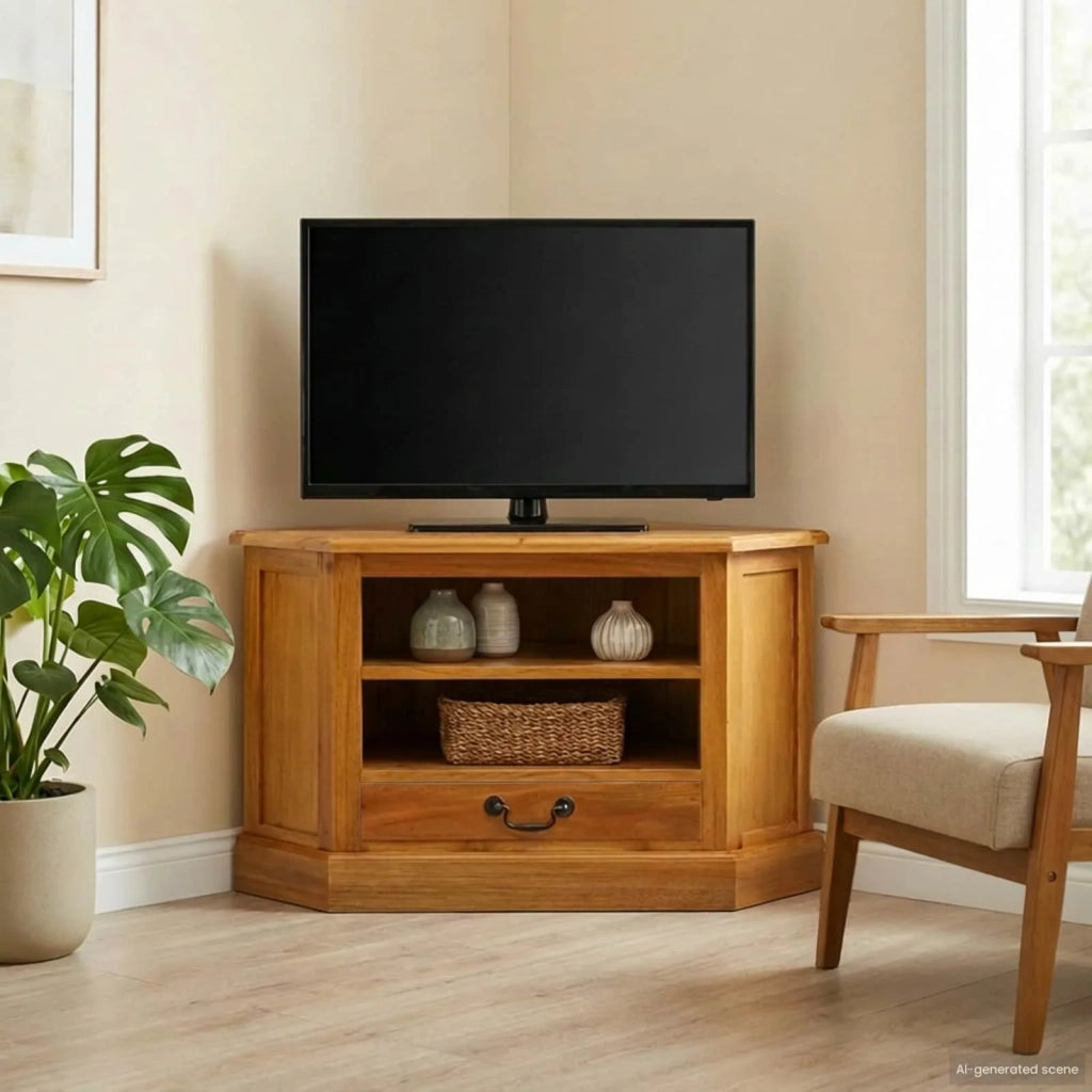 MobileTVAngolare con cassetto Naturale 79 x 40 x 46 cm