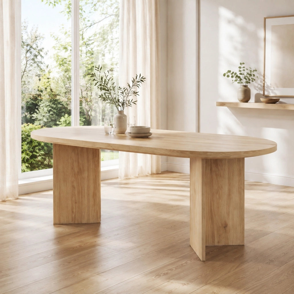 Tavolo da pranzo per 6-8 persone con piano da 18 mm e angoli arrotondati per sala da pranzo; 200×90×75 cm